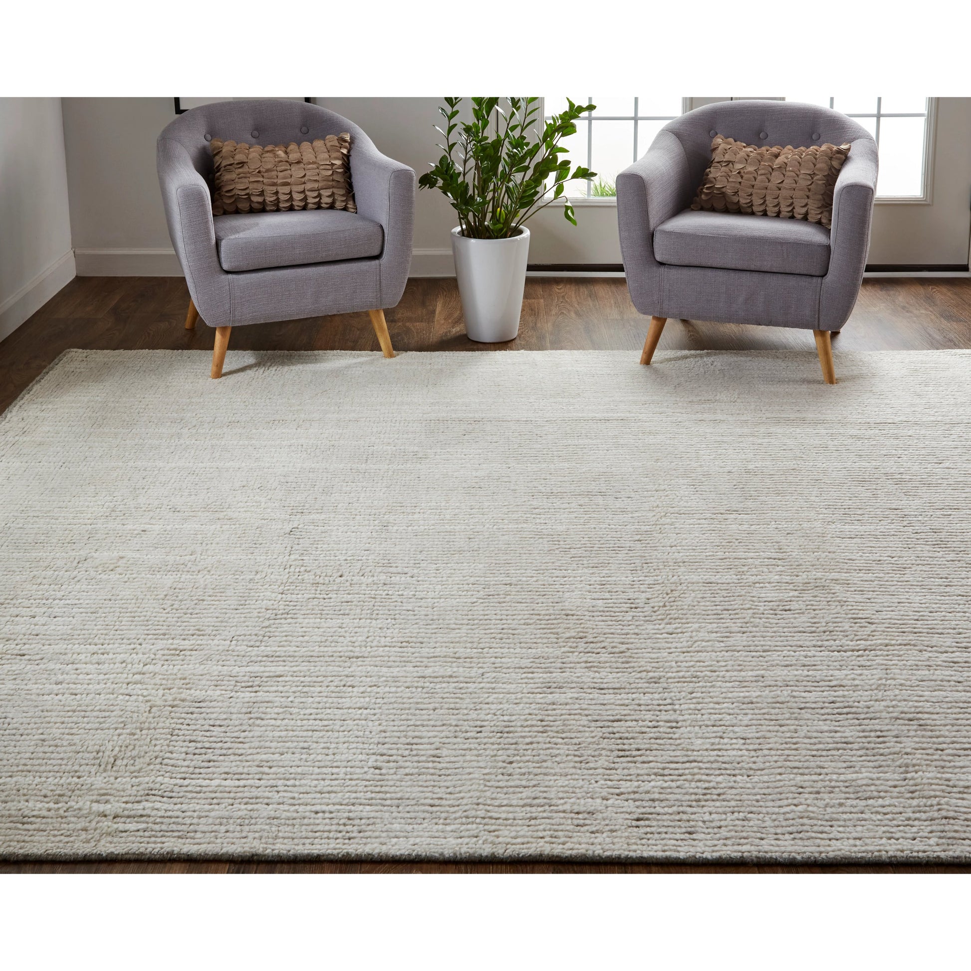 Alford Solid Rug - 6922F by Feizy in ivory, tan. Made from wool in a unique style.