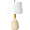 Body: Cream, Wood, Shade (Outside): Cream, Shade (Inside): White, Finial: Metallic - Nickel, Cord: Translucent