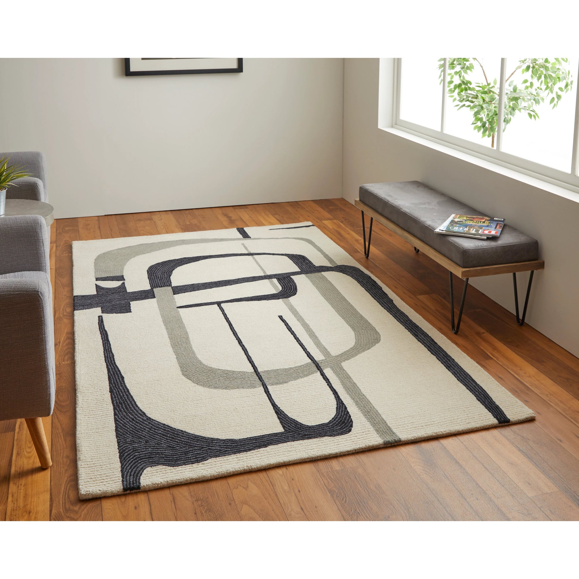 Maguire Transitional Rug - 8905F by Feizy in ivory, gray, black. Made from wool, nylon in a unique style.