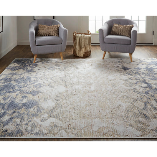 Laina Transitional Gradient & Rug - 39G7F by Feizy in tan, ivory, blue. Made from unique in a unique style.
