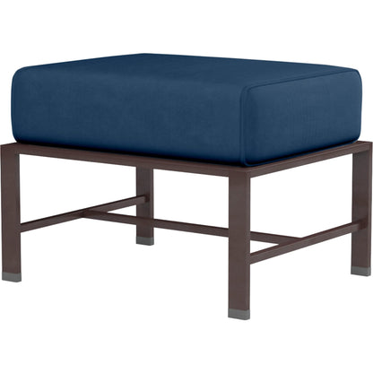 La Jolla Outdoor Ottoman by Sunset West in browns. Made from aluminum in a modern style.