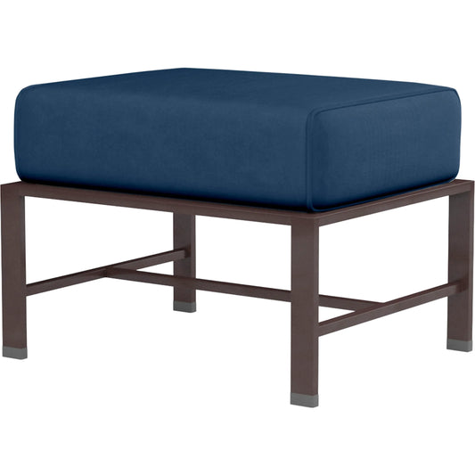 La Jolla Outdoor Ottoman by Sunset West in browns. Made from aluminum in a modern style.