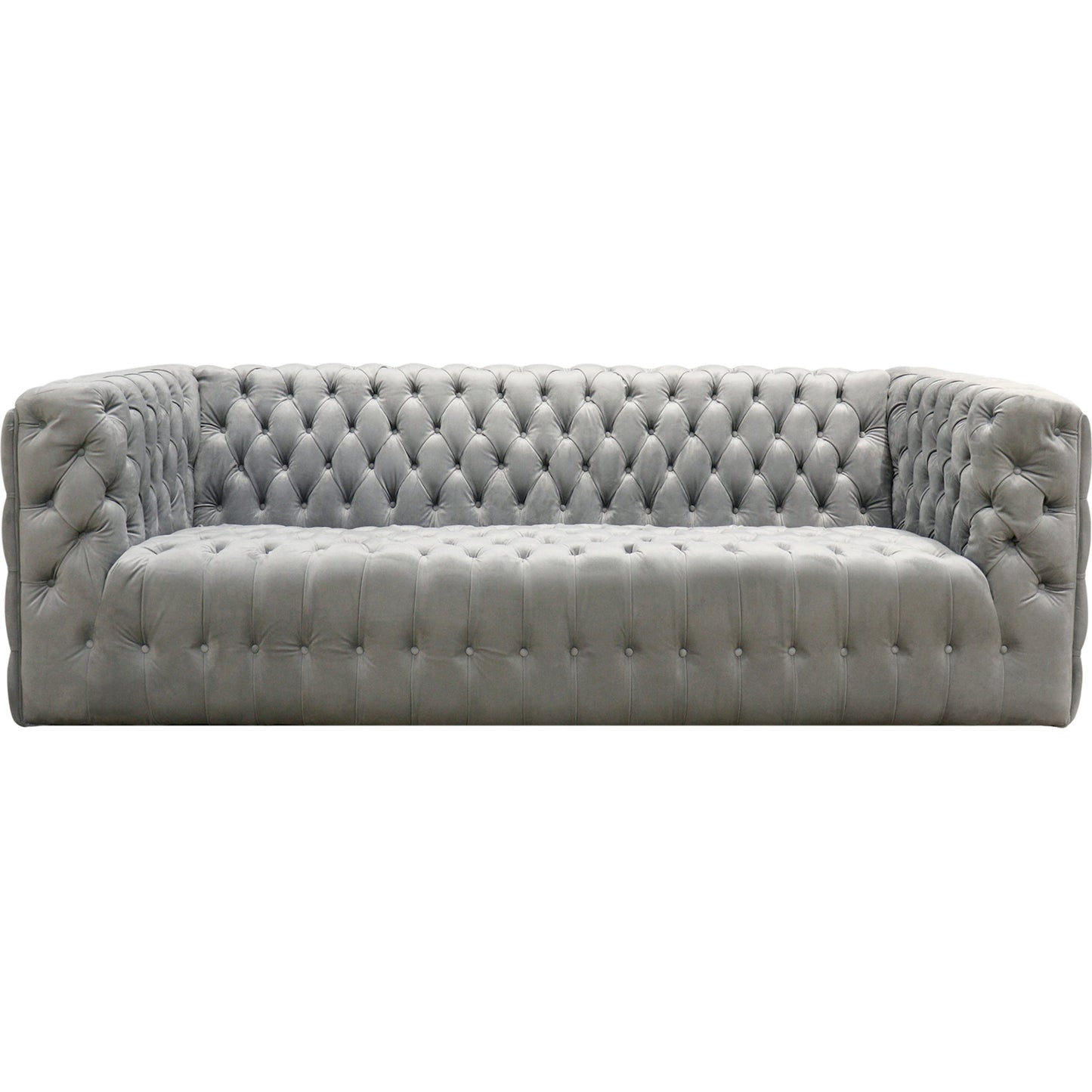 002 SI-1990653 | Additional Silo | Vicenza Velvet Sofa by Pasargad Home in silver. Made from velvet in a modern style.