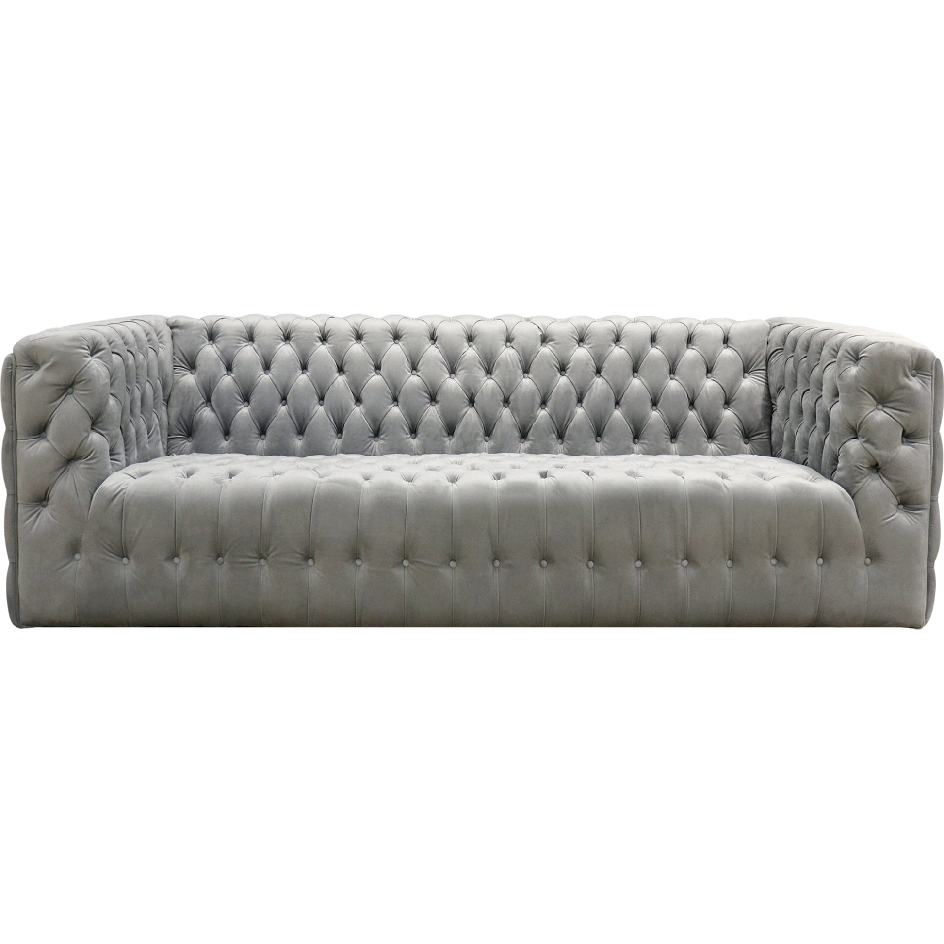 Vicenza Velvet Sofa by Pasargad Home in silver. Made from velvet in a modern style.