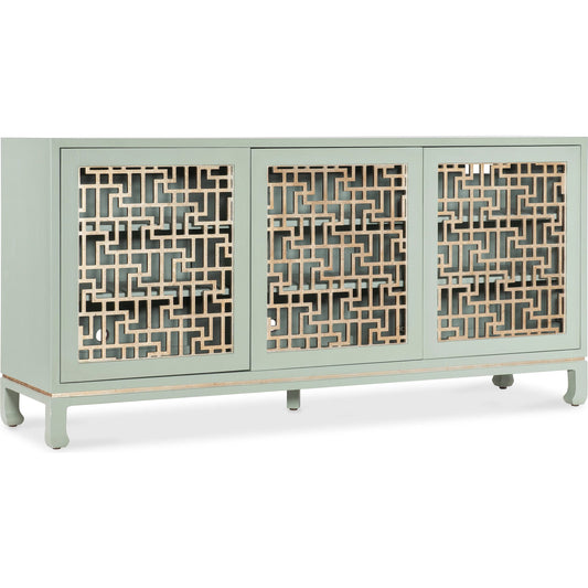 Commerce & Market Trellis Entertainment Credenza by Hooker Furniture in greens and light green, silver. Made from unique in a unique style.