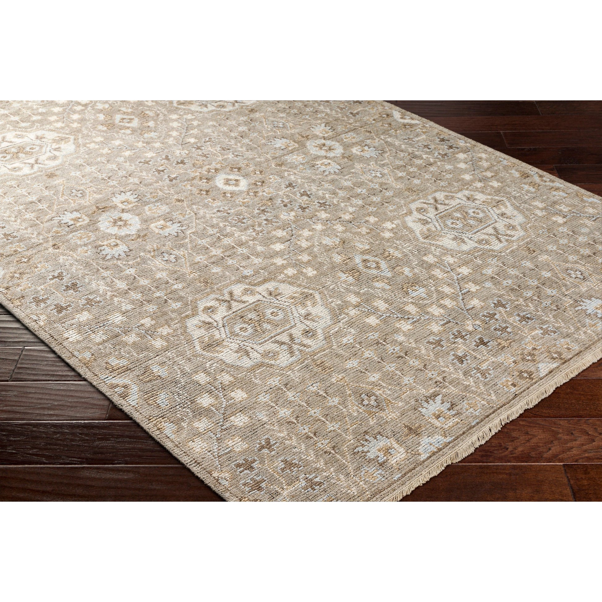 Kushal Rug - 29788 by Surya in brown, taupe, charcoal, ice blue, light beige. Made from 70% viscose, 30% wool in a unique style.