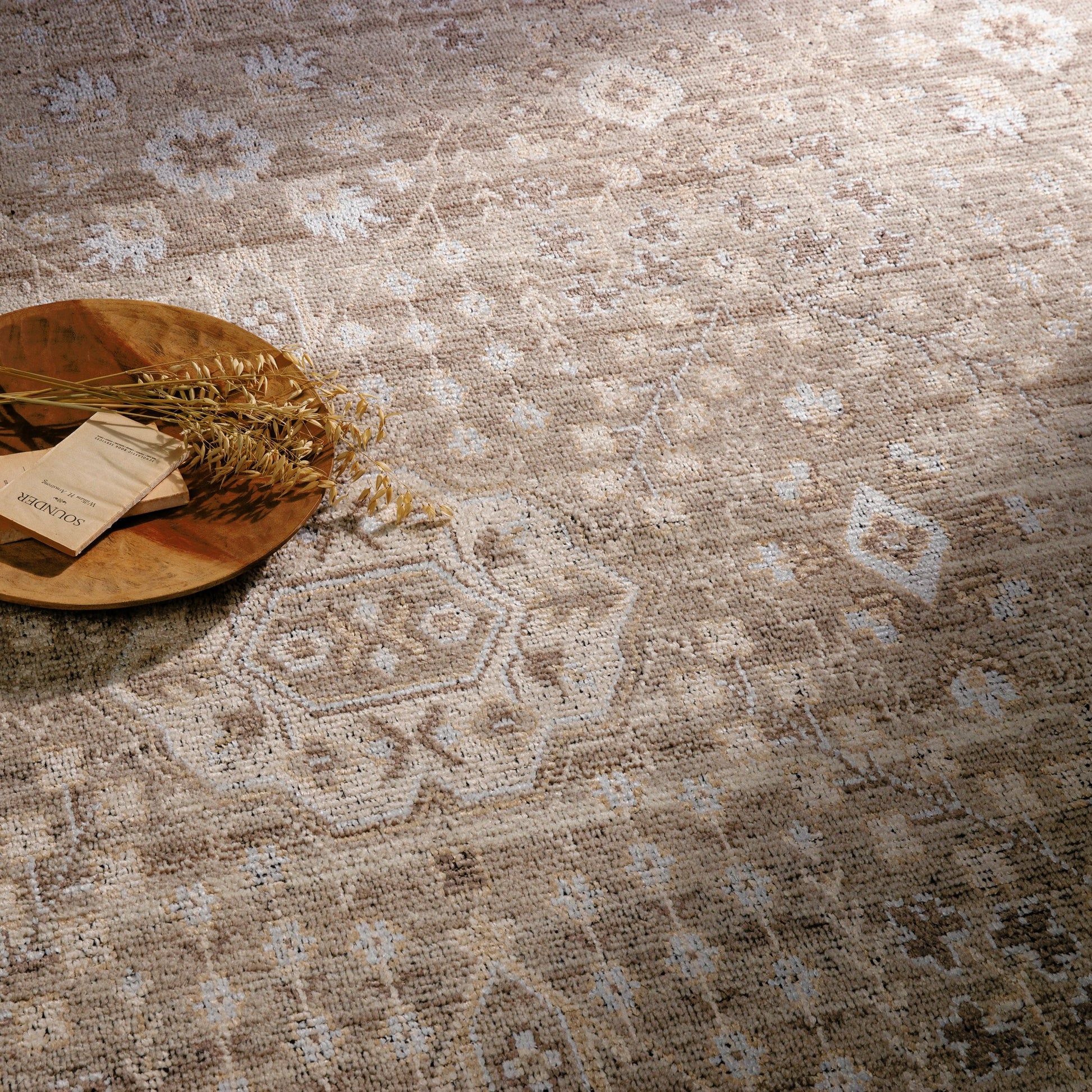 Kushal Rug - 29788 by Surya in brown, taupe, charcoal, ice blue, light beige. Made from 70% viscose, 30% wool in a unique style.