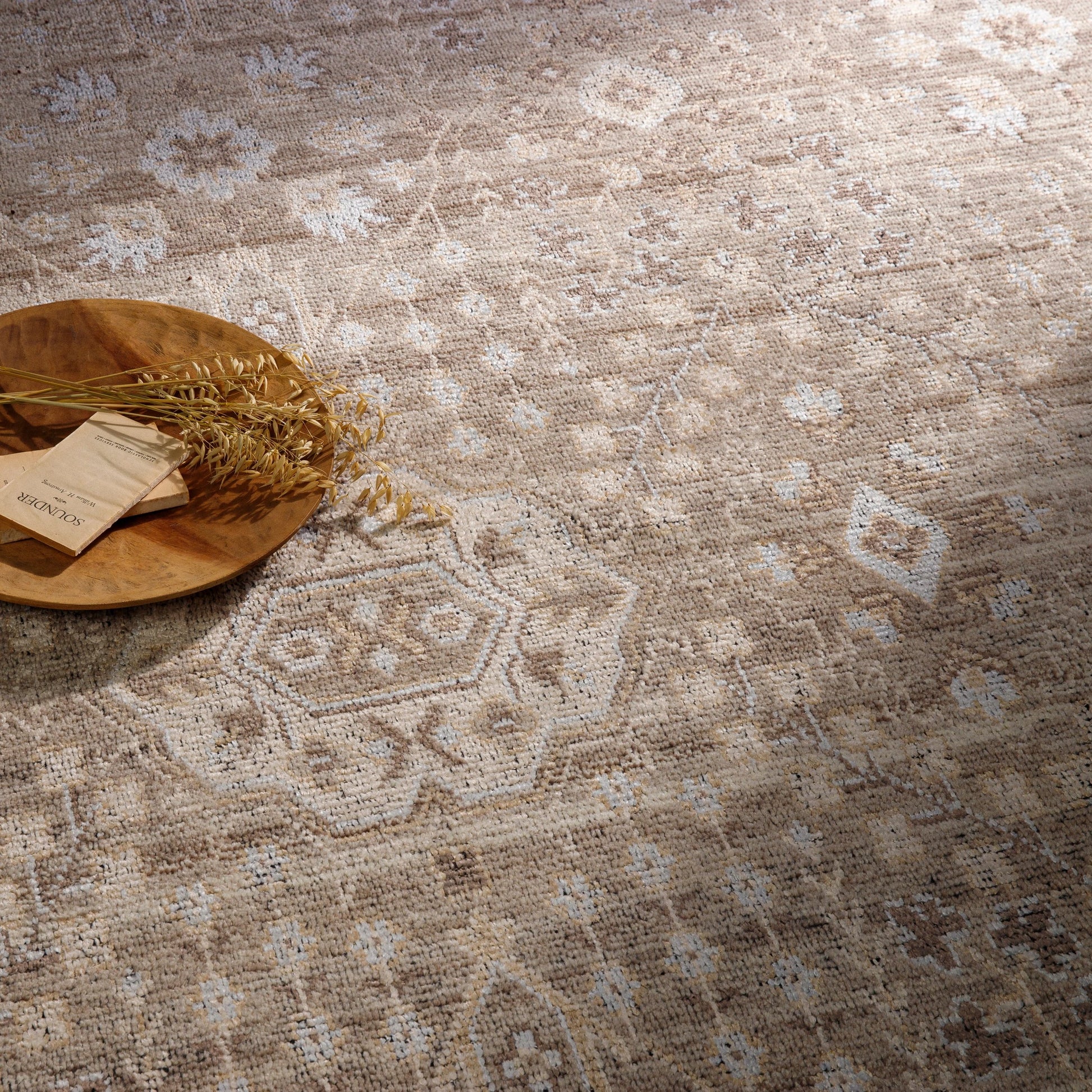 Kushal Rug - 29788 by Surya in brown, taupe, charcoal, ice blue, light beige. Made from 70% viscose, 30% wool in a unique style.