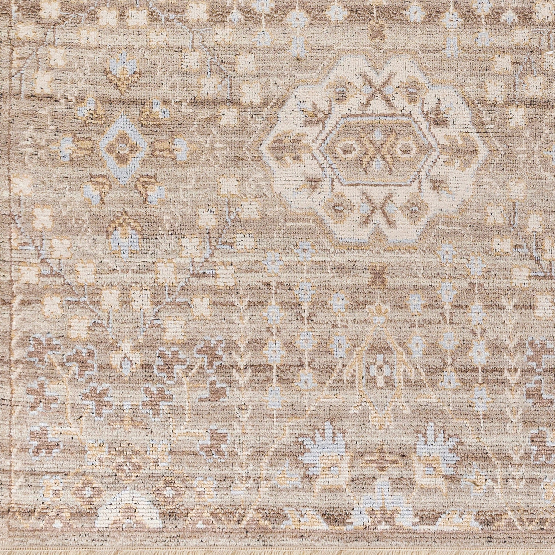 Kushal Rug - 29788 by Surya in brown, taupe, charcoal, ice blue, light beige. Made from 70% viscose, 30% wool in a unique style.