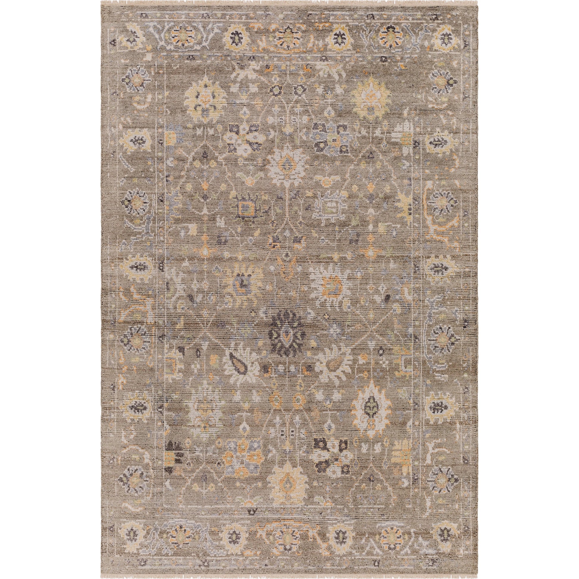 Kushal Rug - 29790 by Surya in charcoal, pale blue, wheat, dusty coral, cream. Made from 70% viscose, 30% wool in a unique style.