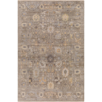 Kushal Rug - 29790 by Surya in charcoal, pale blue, wheat, dusty coral, cream. Made from 70% viscose, 30% wool in a unique style.