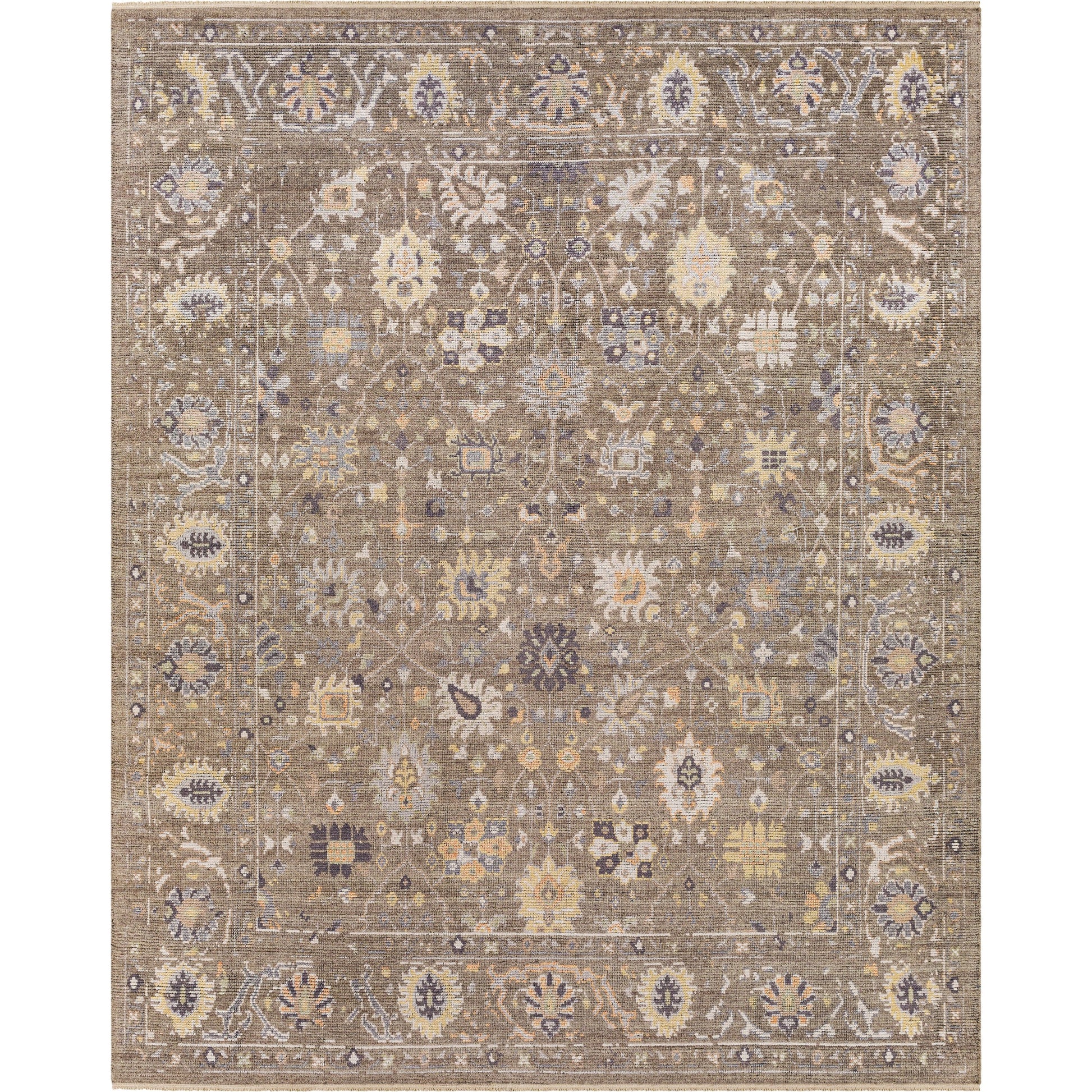 Kushal Rug - 29790 by Surya in charcoal, pale blue, wheat, dusty coral, cream. Made from 70% viscose, 30% wool in a unique style.