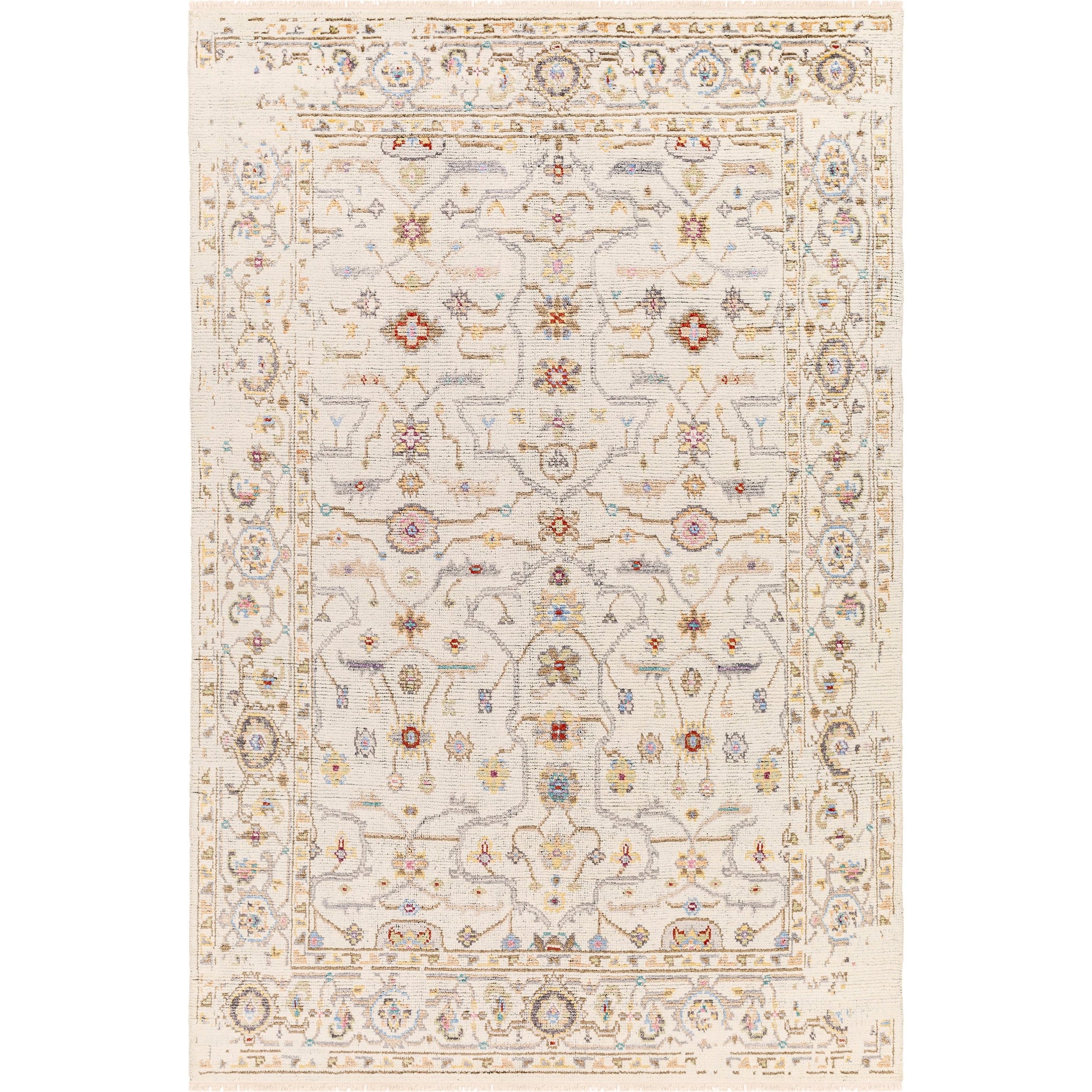 Kushal Rug - 30132 by Surya in tan, wheat, gray, light blue, light gray, pink. Made from 70% viscose, 30% wool in a unique style.