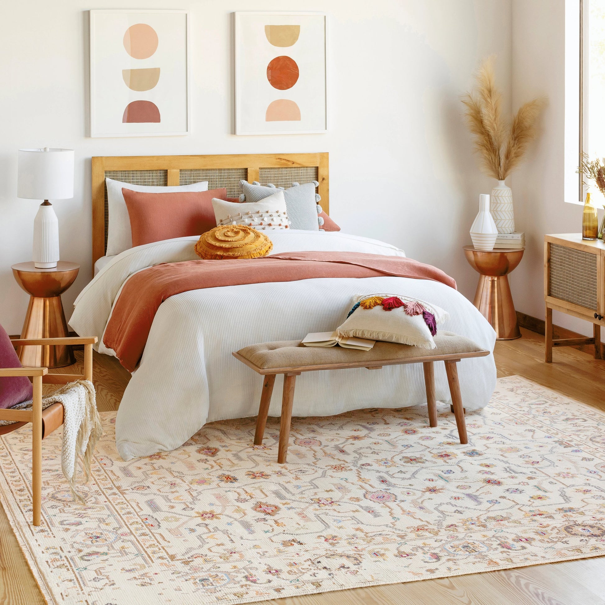 Kushal Rug - 30132 by Surya in tan, wheat, gray, light blue, light gray, pink. Made from 70% viscose, 30% wool in a unique style.