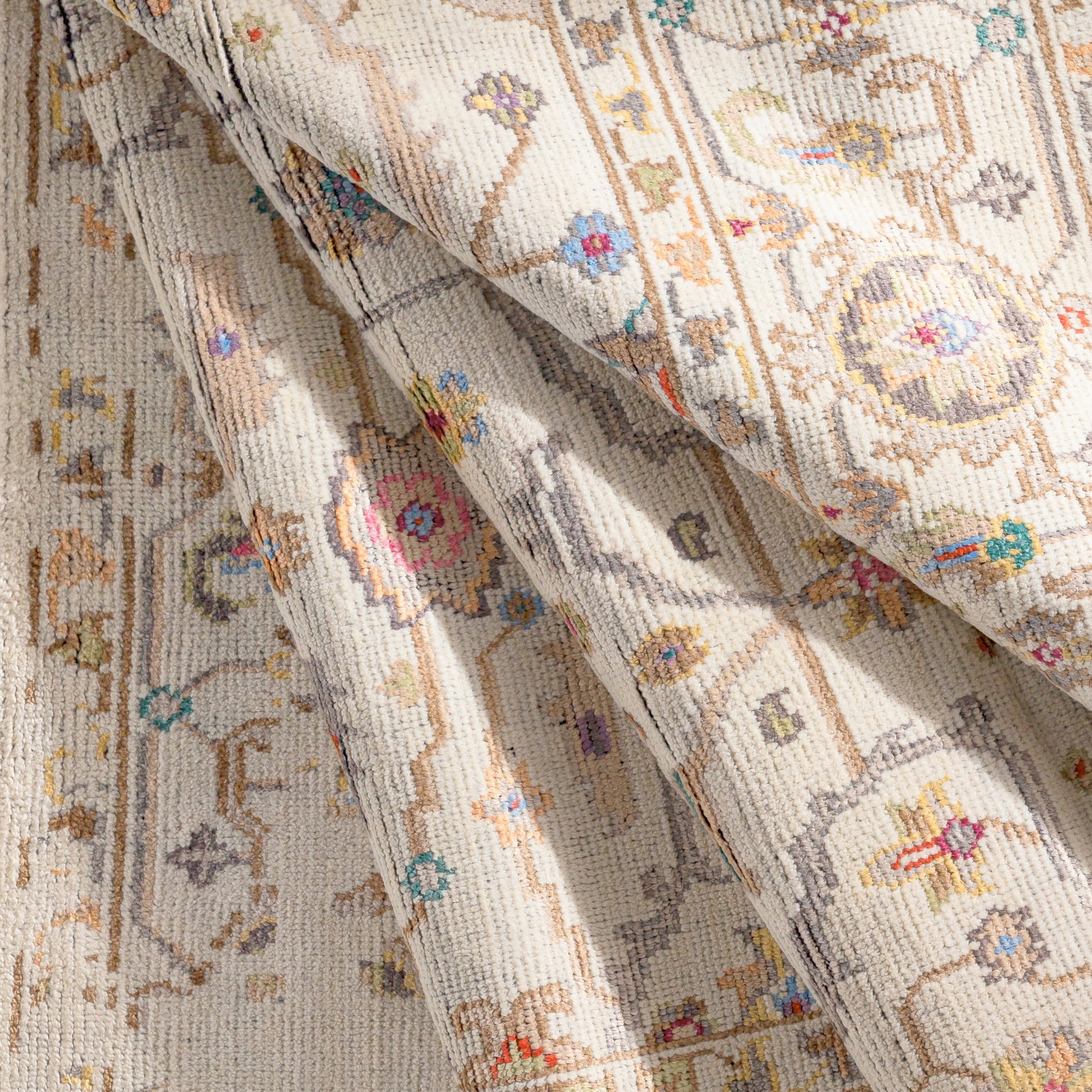 Kushal Rug - 30132 by Surya in tan, wheat, gray, light blue, light gray, pink. Made from 70% viscose, 30% wool in a unique style.