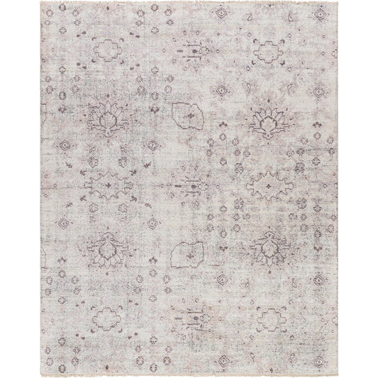 Kushal Rug by Surya in light grey, sterling grey, metallic - silver. Made from face: 70% viscose, 30% wool in a traditional style.