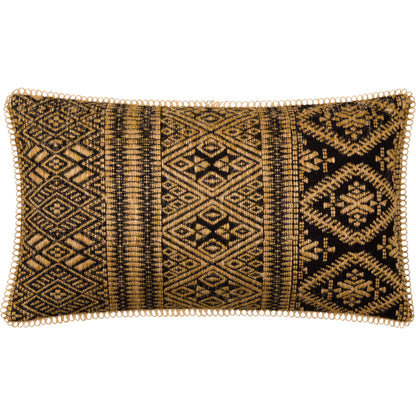 Kavana Pillow - 29161 by Surya in camel, black. Made from front: 75% cotton, front: 25% jute, back: 100% cotton in a modern style.