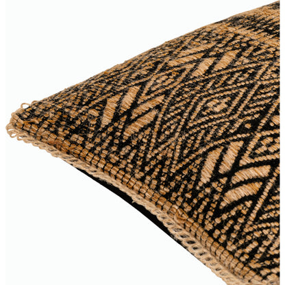 Kavana Pillow - 29161 by Surya in camel, black. Made from front: 75% cotton, front: 25% jute, back: 100% cotton in a modern style.