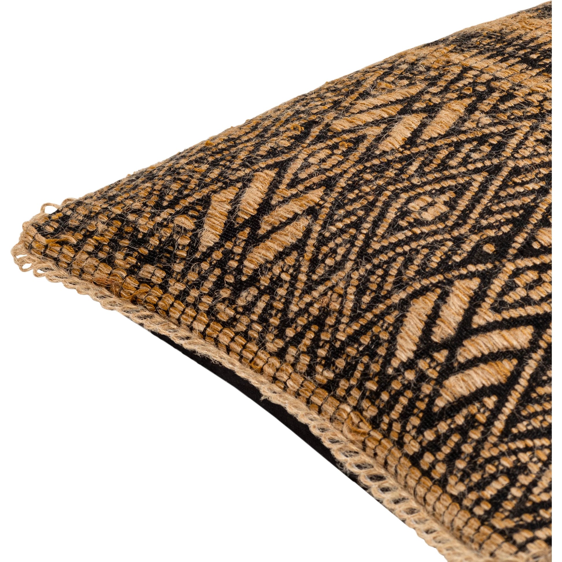 Kavana Pillow - 29161 by Surya in camel, black. Made from front: 75% cotton, front: 25% jute, back: 100% cotton in a modern style.