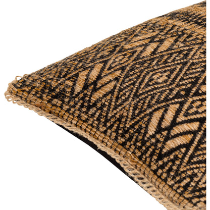 Kavana Pillow - 29161 by Surya in camel, black. Made from front: 75% cotton, front: 25% jute, back: 100% cotton in a modern style.