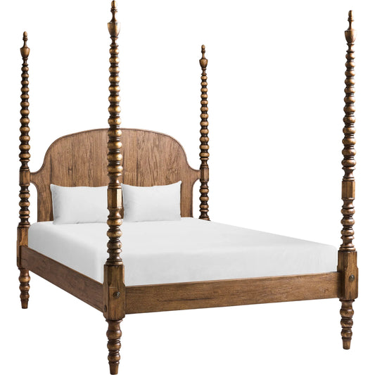 Tamarisk Poster Bed by Jonathan Charles in medium spain walnut. Made from main acacia in a unique style.