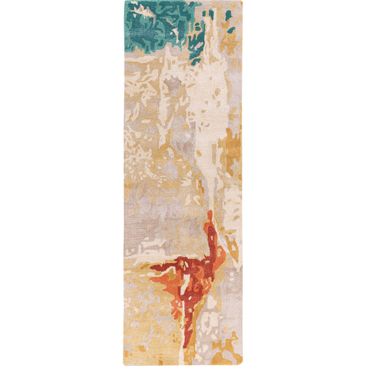 Kavita Rug - 25145 by Surya in brick, coral, sea foam. Made from 50% viscose, 50% wool in a unique style.
