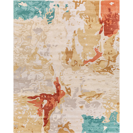 Kavita Rug - 25145 by Surya in brick, coral, sea foam. Made from 50% viscose, 50% wool in a unique style.