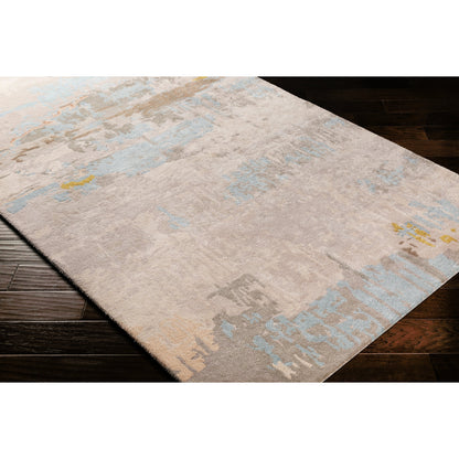 Kavita Rug - 25144 by Surya in light beige, gray, dark brown, mustard. Made from 50% viscose, 50% wool in a unique style.