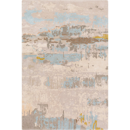 Kavita KVT-2307 Rug by Surya in light beige, gray, dark brown, mustard. Made from 50% viscose, 50% wool in a unique style.