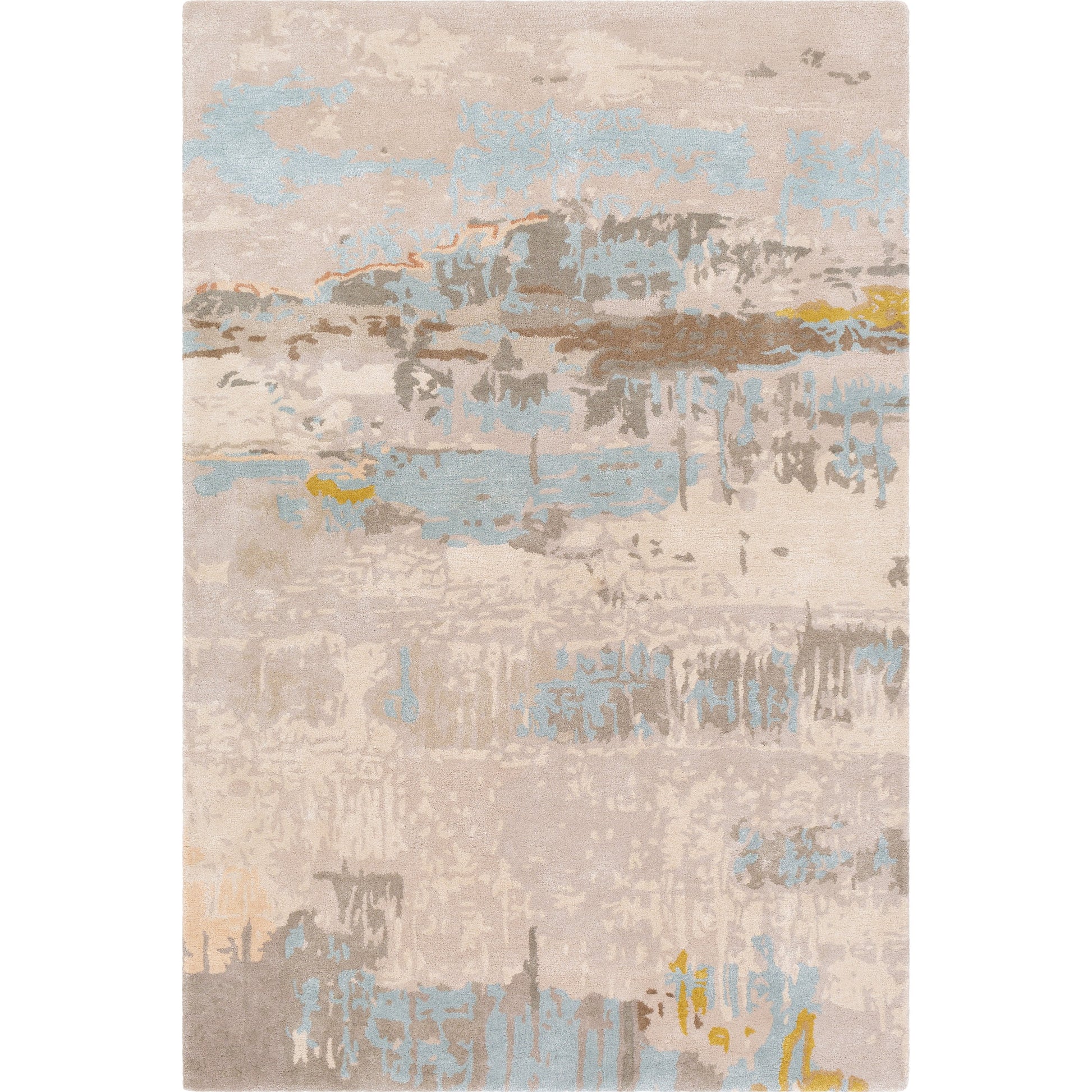 Kavita Rug - 25144 by Surya in light beige, gray, dark brown, mustard. Made from 50% viscose, 50% wool in a unique style.