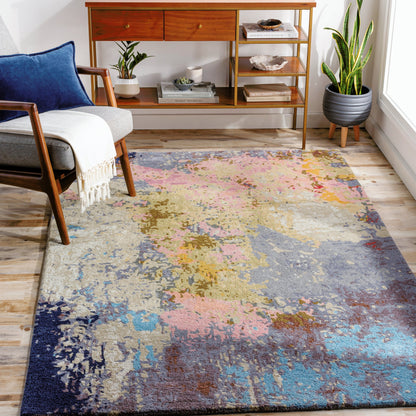Kavita Rug - 30272 by Surya in gray, olive, rose, ink blue, medium gray, charcoal. Made from 50% viscose, 50% wool in a unique style.