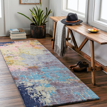 Kavita Rug - 30272 by Surya in gray, olive, rose, ink blue, medium gray, charcoal. Made from 50% viscose, 50% wool in a unique style.