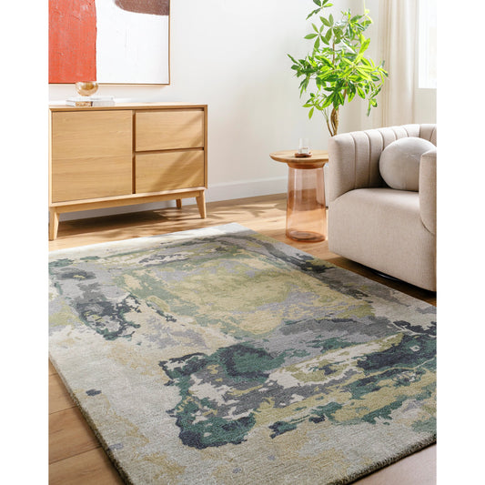 Kavita Rug - 534554 by Surya in ash, sage, light silver. Made from wool, viscose in a unique style.