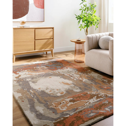 Kavita Rug - 534568 by Surya in prairie dust, warm grey, walnut, clay, army green. Made from wool, viscose in a unique style.
