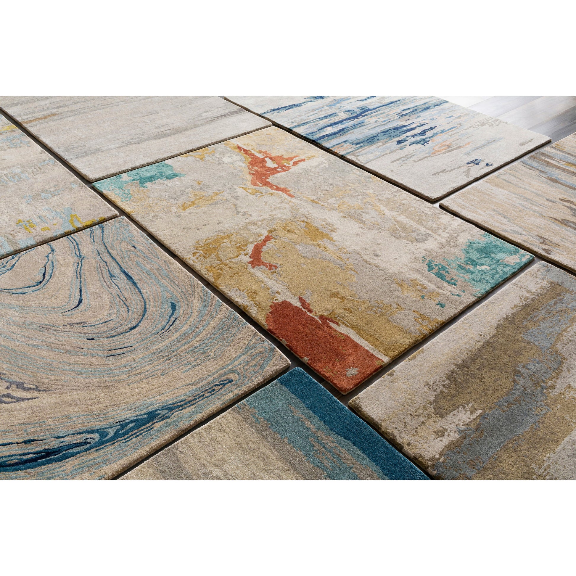 Kavita Rug - 25144 by Surya in light beige, gray, dark brown, mustard. Made from 50% viscose, 50% wool in a unique style.