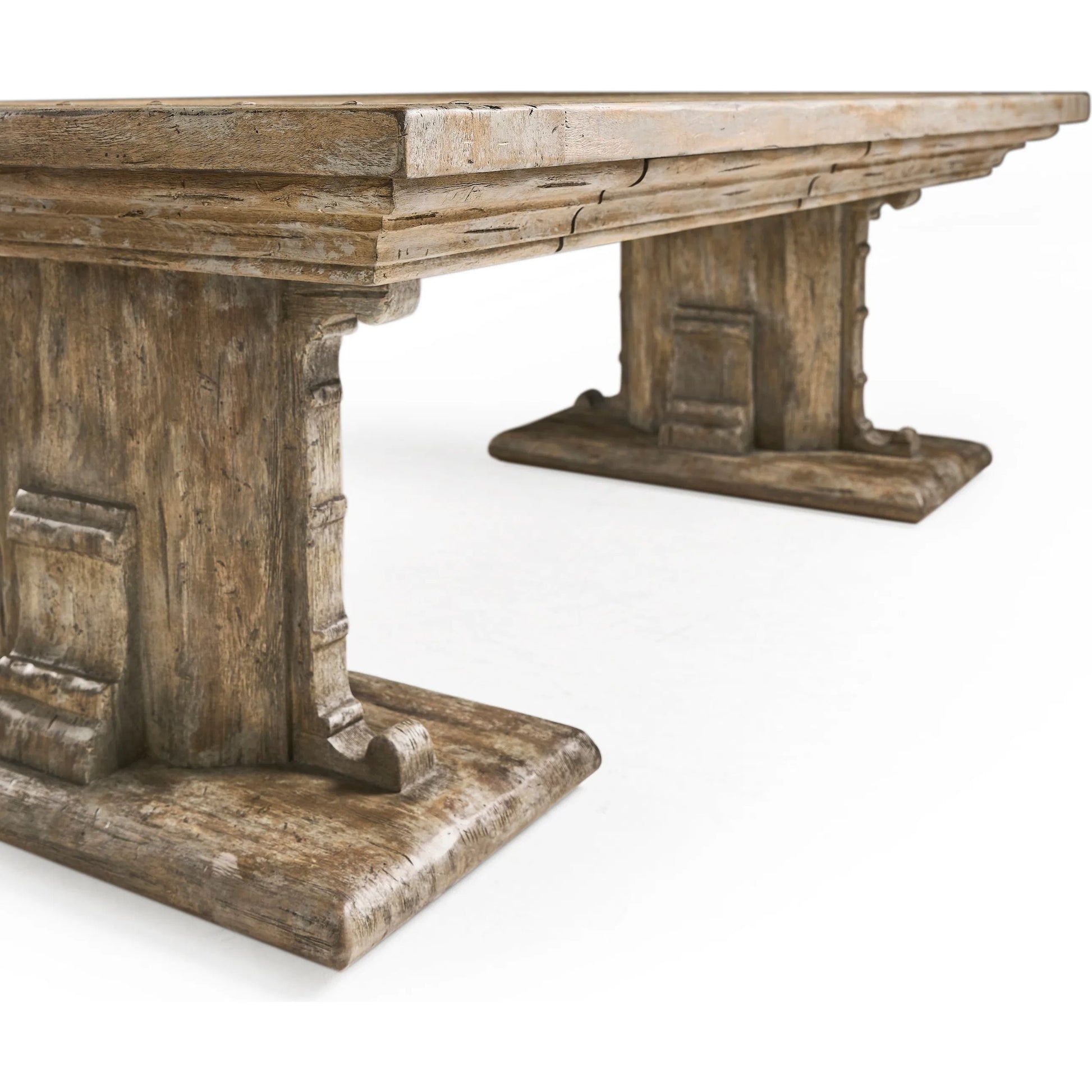 Caldera Pedestal-Base Cocktail Table by Jonathan Charles in light spain painted walnut. Made from main acacia veneer in a unique style.