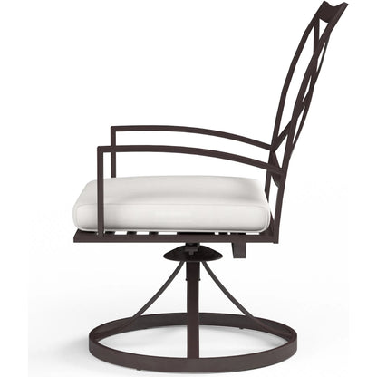 La Outdoor Jolla Swivel Dining Chair by Sunset West in espresso. Made from aluminum in a modern style.