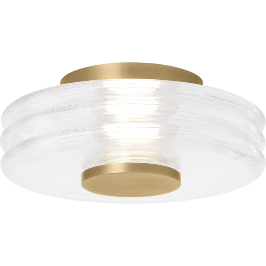 Kelly Wearstler Laurel 1-Light Flush by Visual Comfort & Co. in white and hand rubbed antique brass. Made from brass in a unique style.