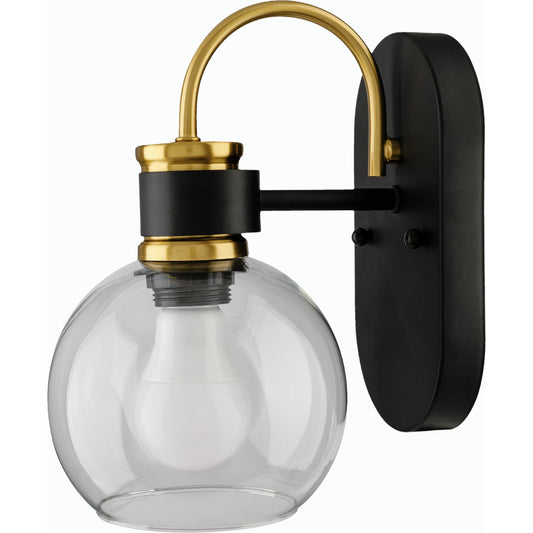 Kwiete Wall Sconce Lighting - 532930 by Livabliss in fixture: black, shade: clear, cord: black and paintedmetallicpaintedpainted. Made from iron, glass in a modern style.