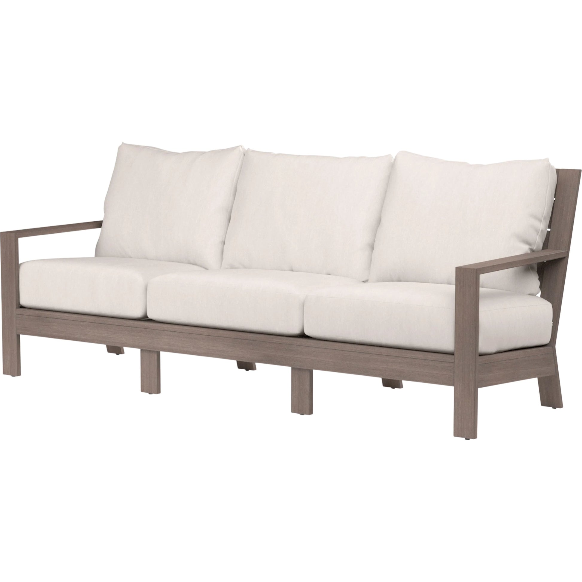 Laguna Outdoor Sofa by Sunset West in browns. Made from aluminum in a modern style.