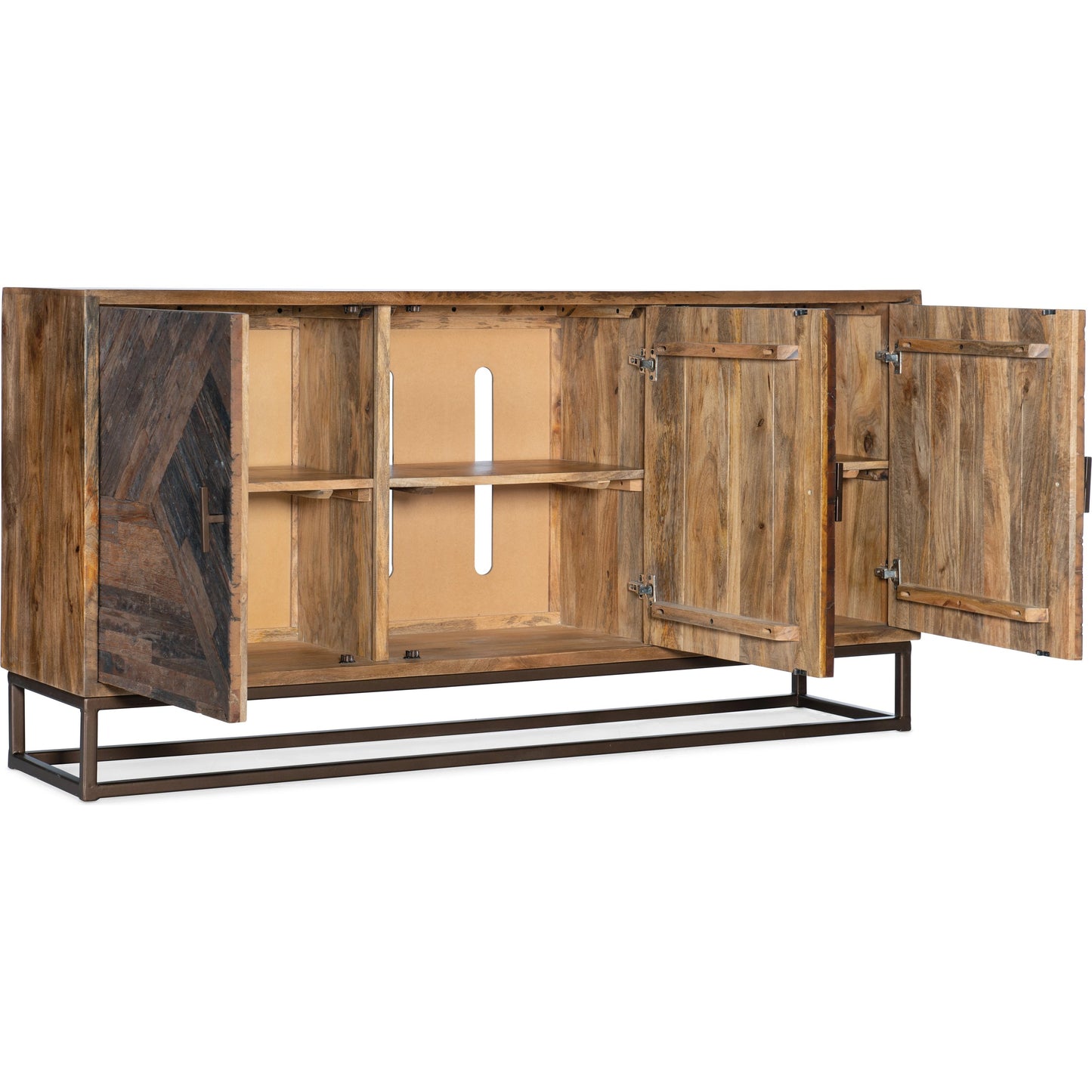 003 SI-1748875 | Additional Silo | Brown Entertainment Console by Hooker Furniture in rustic medium, rustic dark. Made from mango wood, iron in a rustic style.