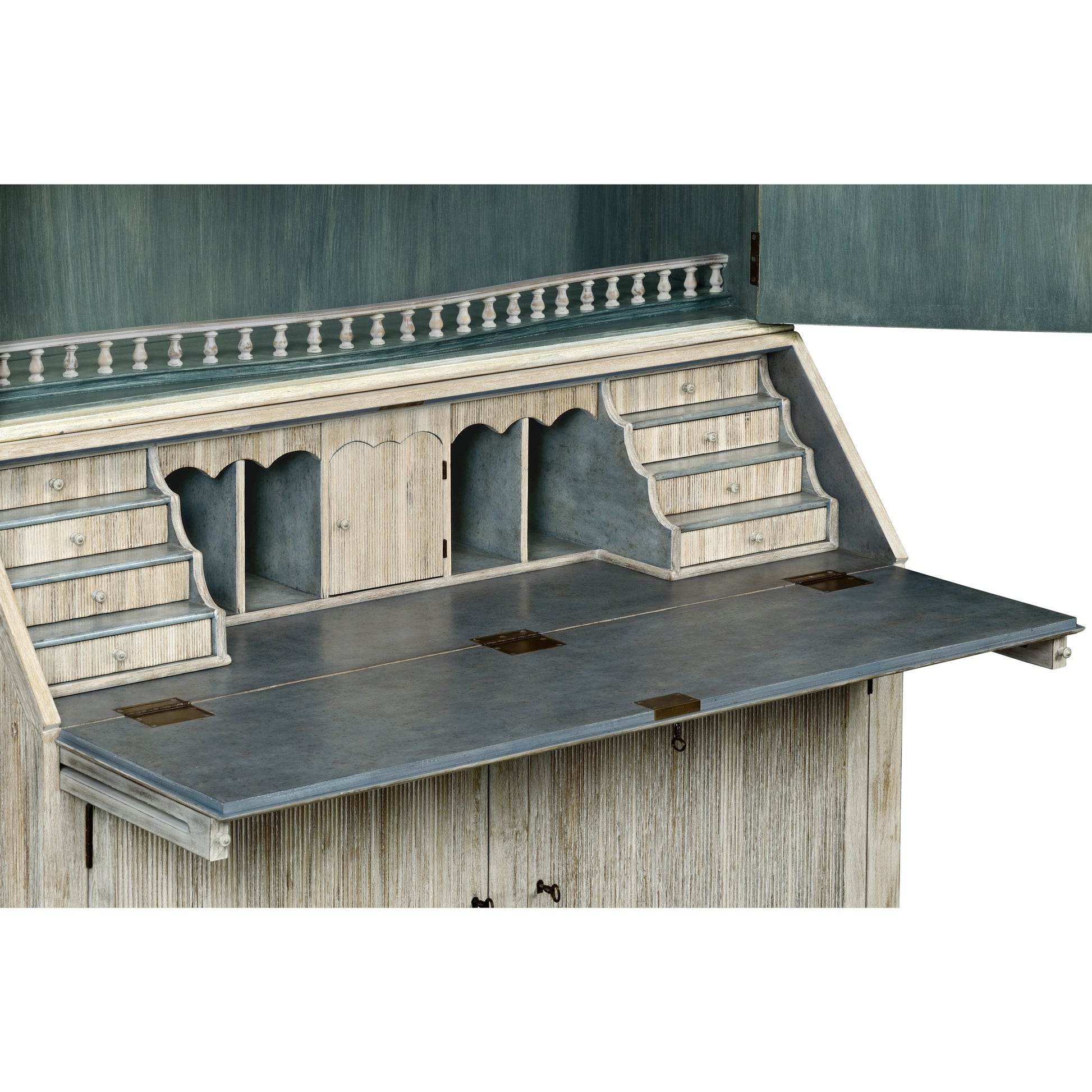 William Yeoward Alnwick Bureau by Jonathan Charles in white and washed acacia. Made from acacia in a cottage & farmhouse style.