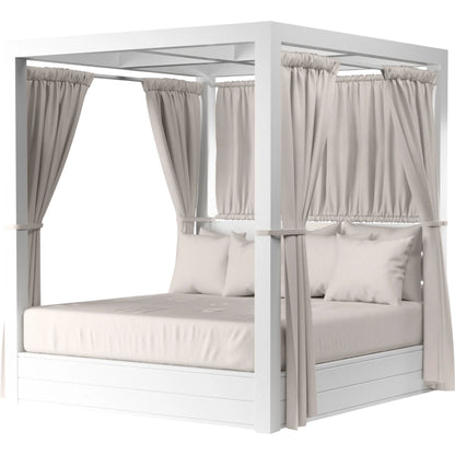 Newport Outdoor Resort King Daybed by Sunset West in whites/creams/beiges. Made from aluminum in a modern style.