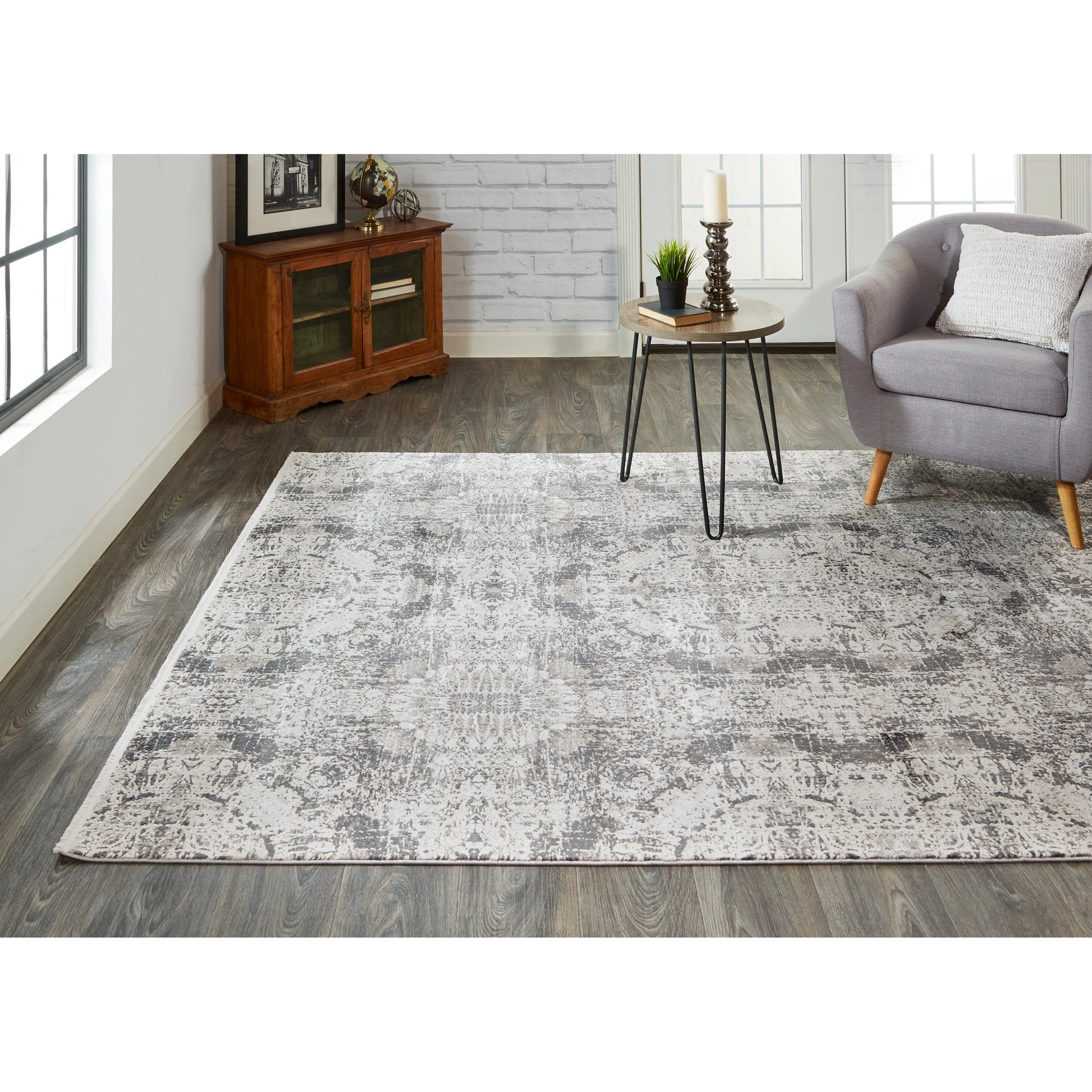 Cadiz Rug - 3989F by Feizy in gray, ivory, taupe. Made from viscose, acrylic in a unique style.