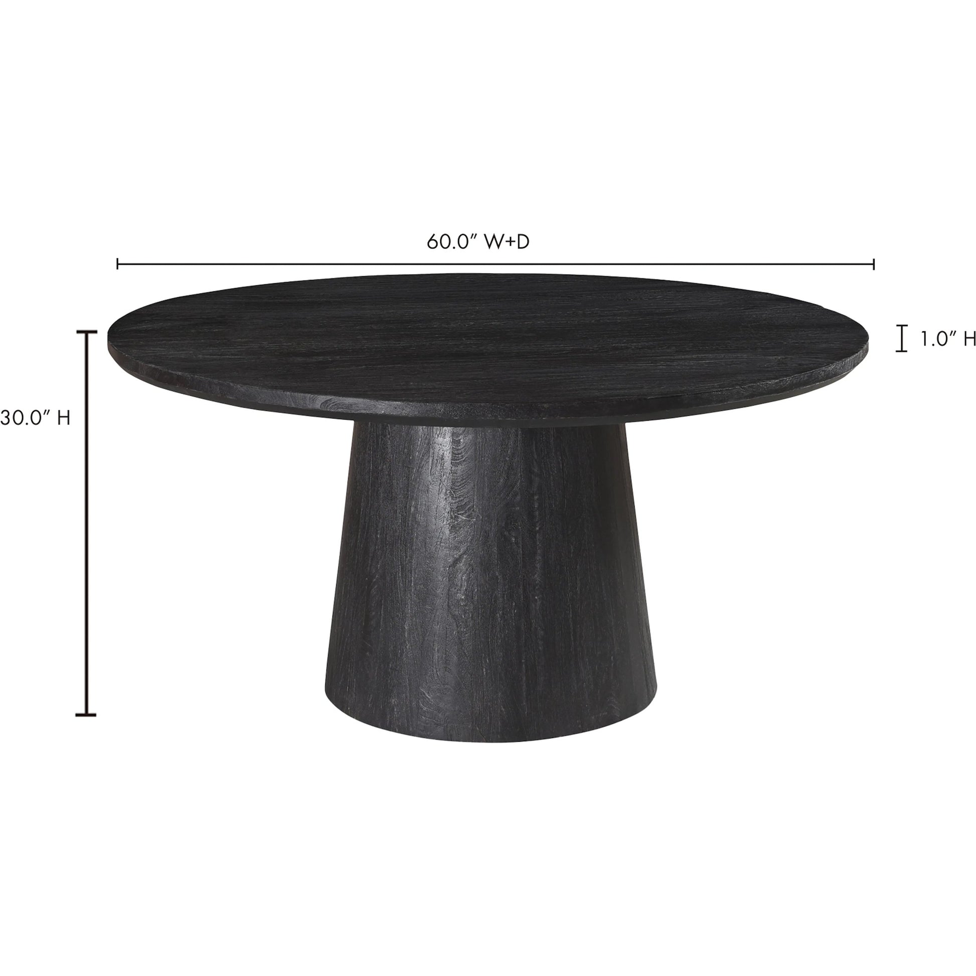 Cember Dining Table by Moe's Home Collection in black. Made from solid mango wood in a modern style.