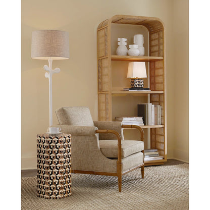 Geo Accent Table by Currey and Company in natural, white, black. Made from mango wood, bone, composite in a modern style.