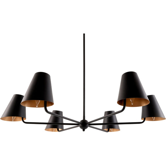 Kylen Chandelier by Surya in gold, black and lacquered. Made from iron, metal in a unique style.