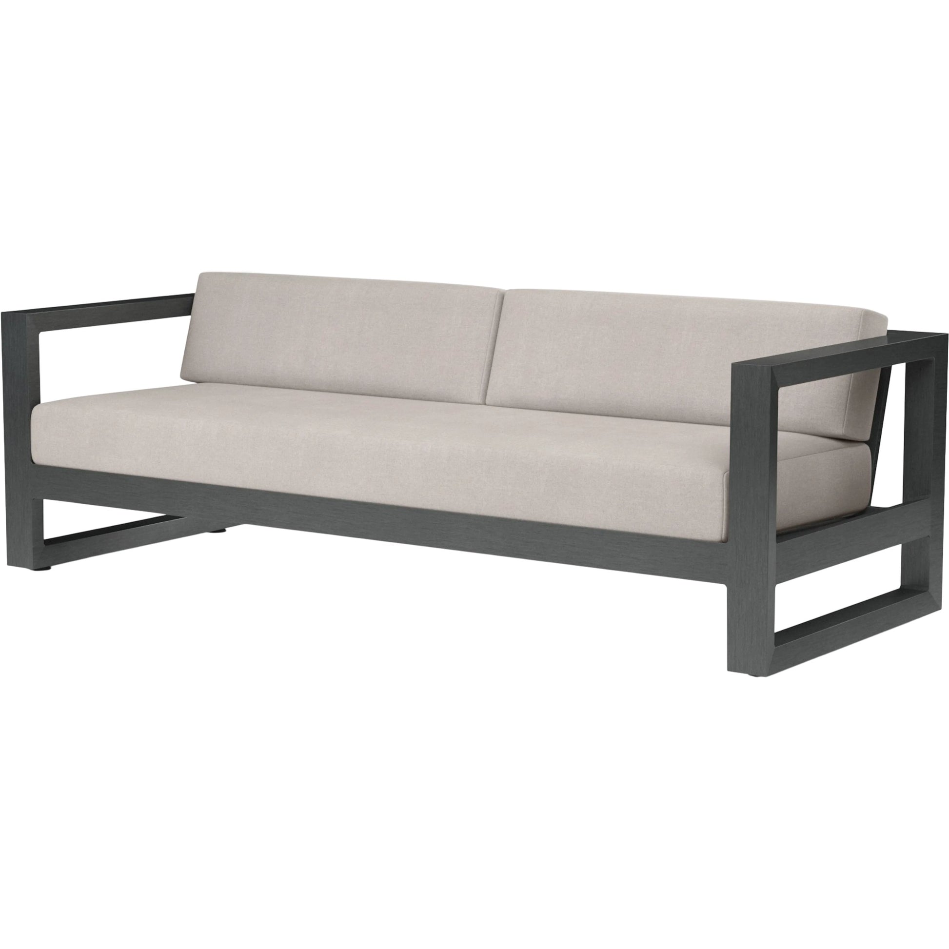 Redondo Outdoor Sofa by Sunset West in grays. Made from aluminum in a modern style.