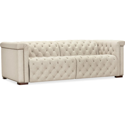 Savion Deux Sofa with Power Recliners and Power Headrests by Hooker Furniture in dark wood. Made from unique in a traditional style.