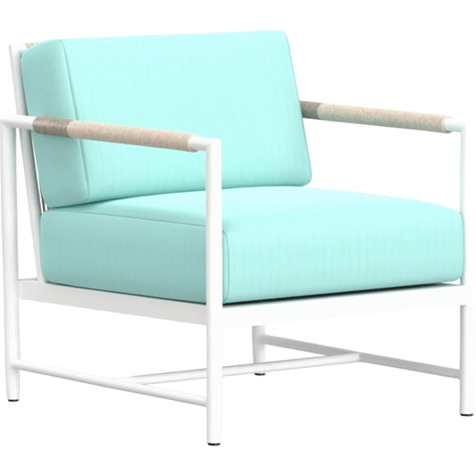 Sabbia Outdoor Club Chair by Sunset West in white. Made from olefin rope in a coastal style.